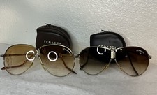 VINTAGE 80's Ferrari Sunglasses Fold Out Gold Aviator W/ Case Lot of 2