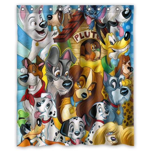Best New Disney Dogs Collage Art Custom Print Waterproof Fabric Shower