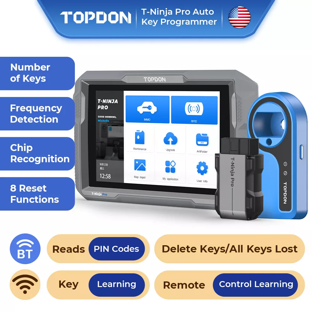 TOPDON T-Ninja Pro - 8 Tablet OBD Automotive Key Programmer