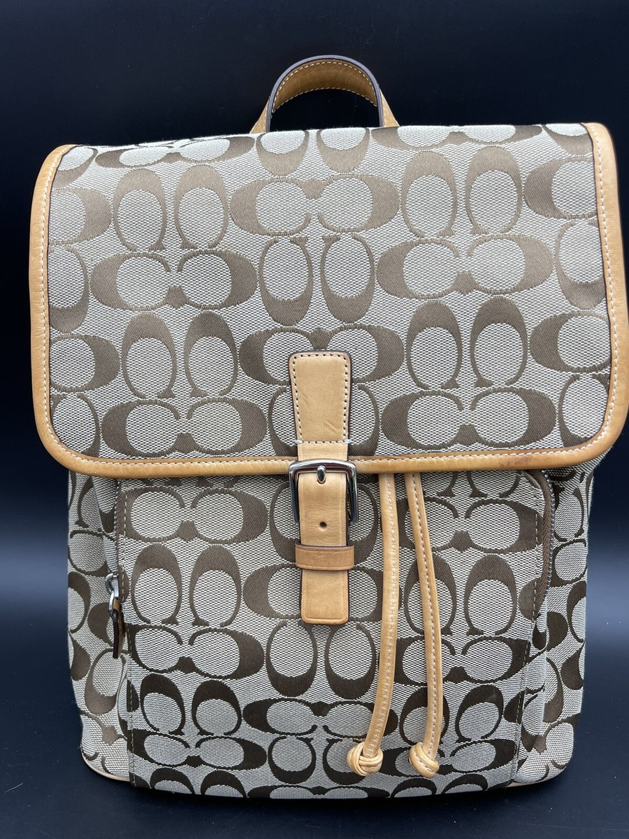 Coach Classic Signature C VACHETTA Tan Buckle Backpack Purse  display picture 1