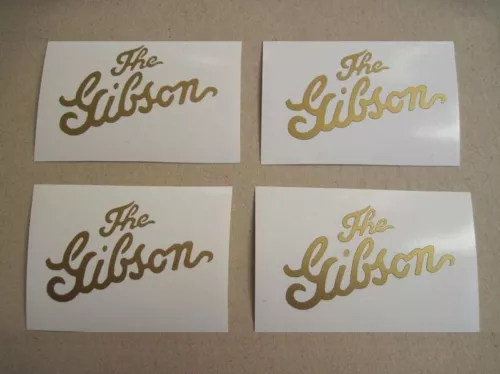 4 GOLD GIBSON OLPV GUITAR HEADSTOCK DECAL VINYL LOGOS STICKER