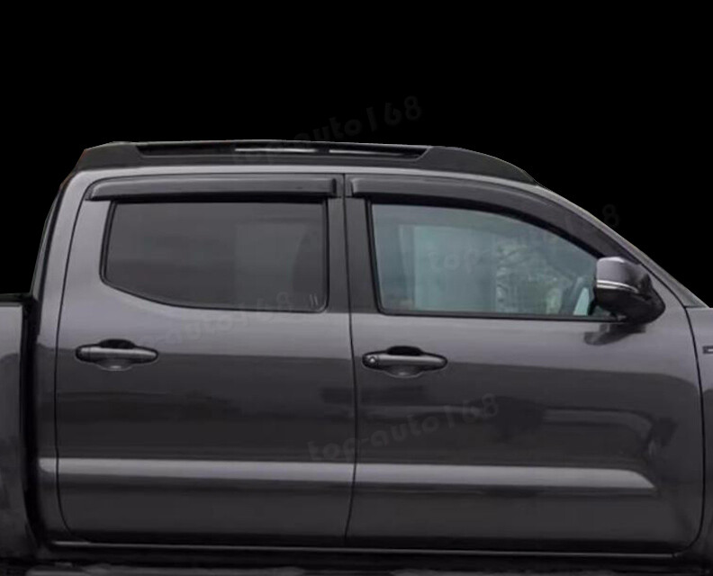 Gearzaar Black In-Channel Window Visors For 2016-2023 Toyota Tacoma Crew Cab - 4-Piece Set, Car Wash Safe