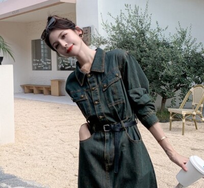 Denim Shirt Dresses for Women Small Medium Size 4 6 8 10 Long Sleeve Midi  Cotton | eBay