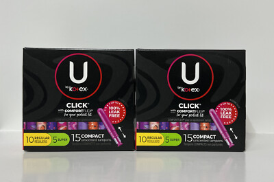 U By Kotex Click Compact Unscented Tampons-10 Super & 20 Regular Absorbency