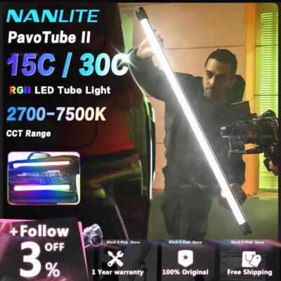 Nanlite Pavotube II 15C 30C RGBWW Handheld Led Video Tube Light 2700-7500K APP
