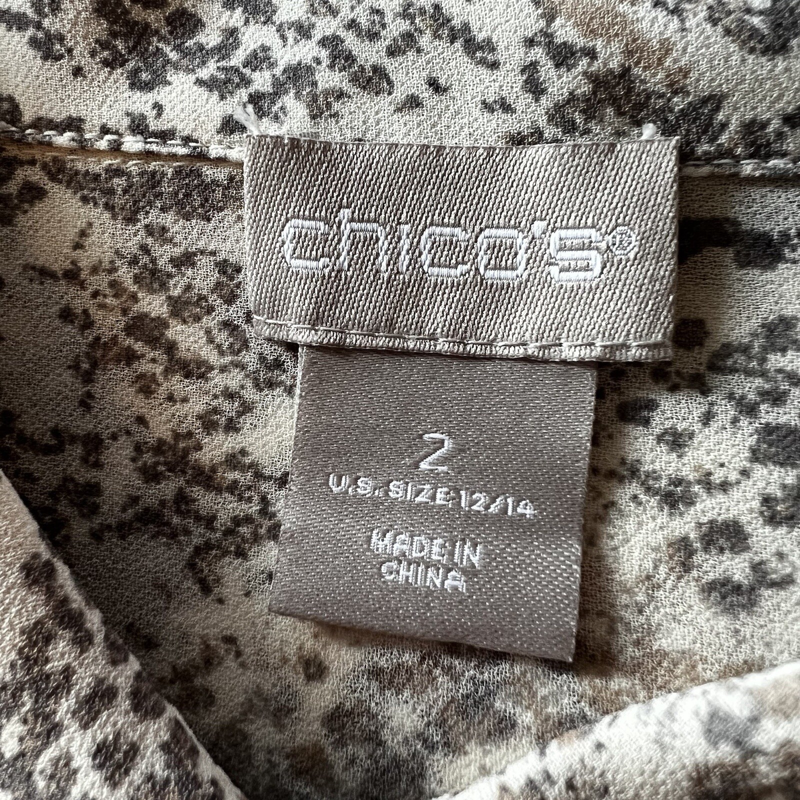 Chicos womens button down blouse sheer snakeskin … - image 2