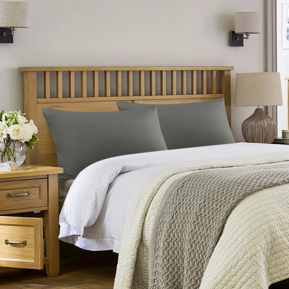 Fundas de almohada de algodón egipcio funda de almohada con cremallera oculta estándar Queen King paquete de 2 Foto 2 de 4