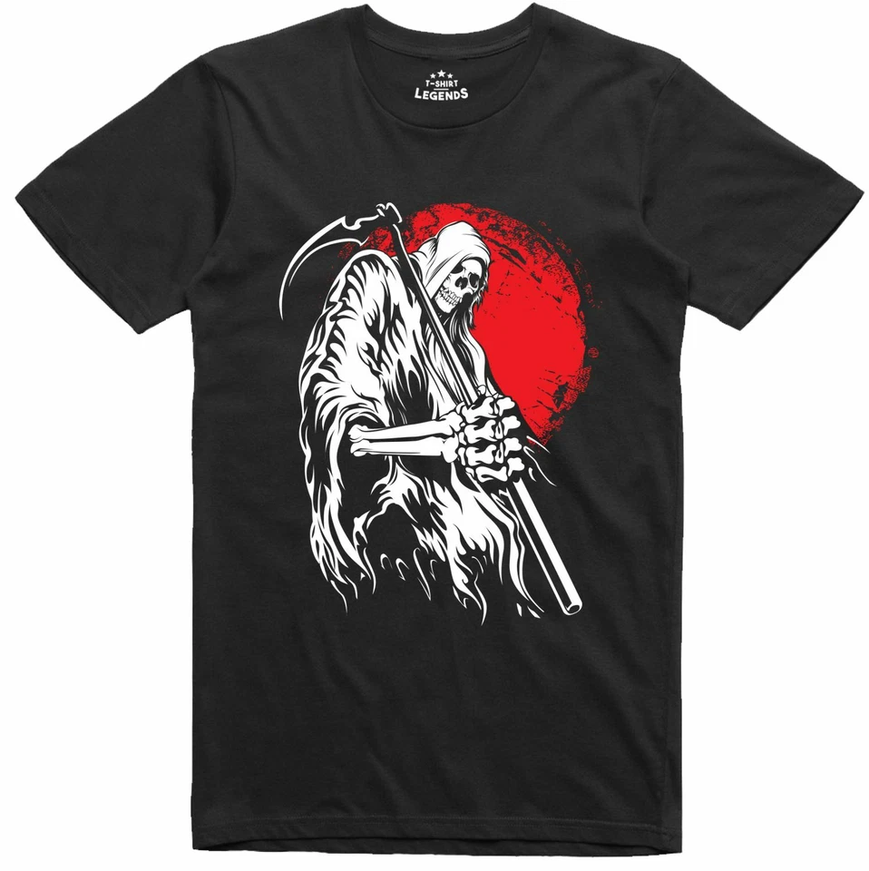 T-Shirt Design Du Grim Reaper Pour Halloween En 100% Coton - Photo 1/1