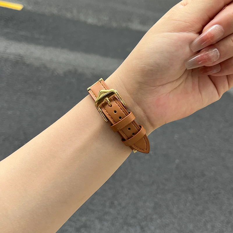 Correa de cuero genuino con eslabones de cerámica brillante para Apple Watch Ultra 2 9 8 7 6 Foto 4 de 4