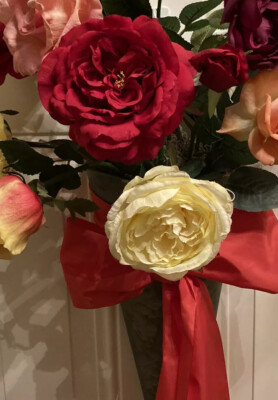 Exquisite Assorted Roses In A Hanging Vase