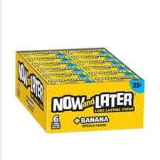 Now and Later Banana Candy Chews 6-piece 24 Count Box Chewy Bulk Taffy Candies