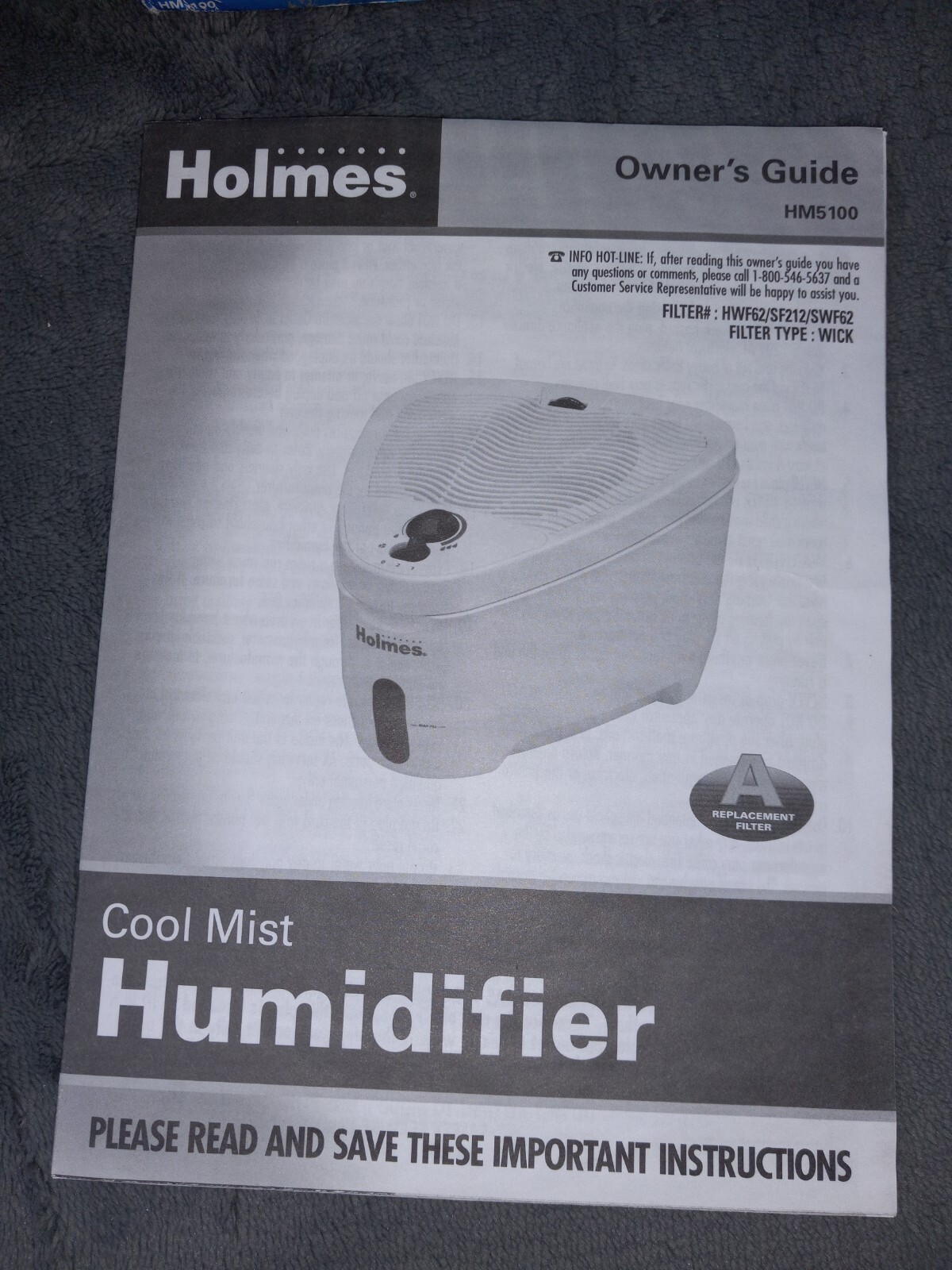 Holmes HM5100 Purified Cool Mist Humidifier - 0.7 Gallon Tank - 24 Hour Run Time