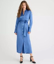 J. CREW Drapey shirtdress in luster crepe in Blue SZ 2