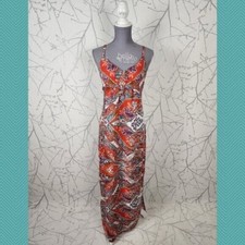 Artsy Colorful  Floral Print Strappy Babydoll Smocked Maxi Dress  Women's M