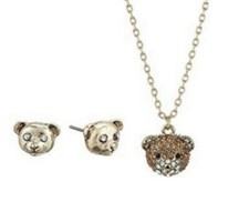 COLLANA E ORECCHINI PENDENTI ORSACCHIOTTO BETSEY JOHNSON $35 #521