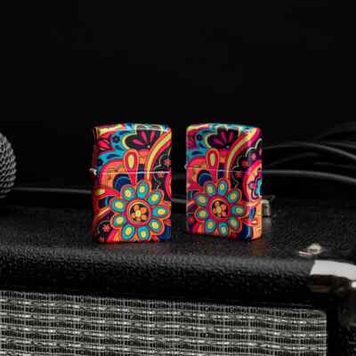 Zippo 46128, Flower Power Design Pattern, 540 Matte Color Finish