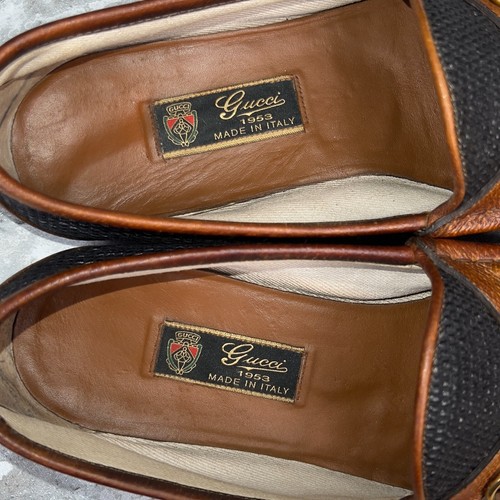 Gucci 1953 Horsebit Halbschuhe schwarz Raffia braun Leder 11,5 G oder 12 US 45,5 EUR - Bild 10 von 11