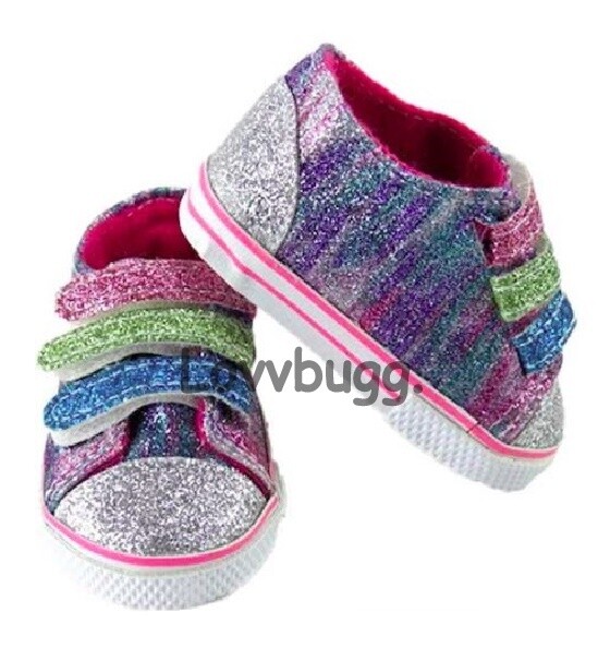Rainbow Glitter Sneakers for American Girl 18" Doll Shoes FREESHIP ADDS! LovvU!