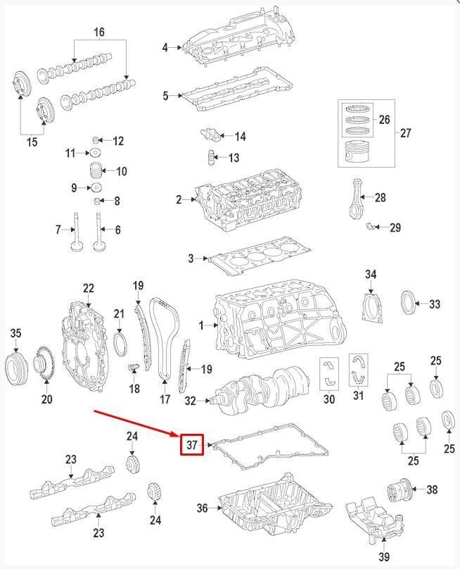 MERCEDES Diesel M651 Profile Gasket Oil Carter Original 