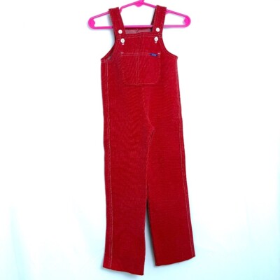 Vintage Absorba Red Overalls Jumpsuit Pocket Front Kids 2T