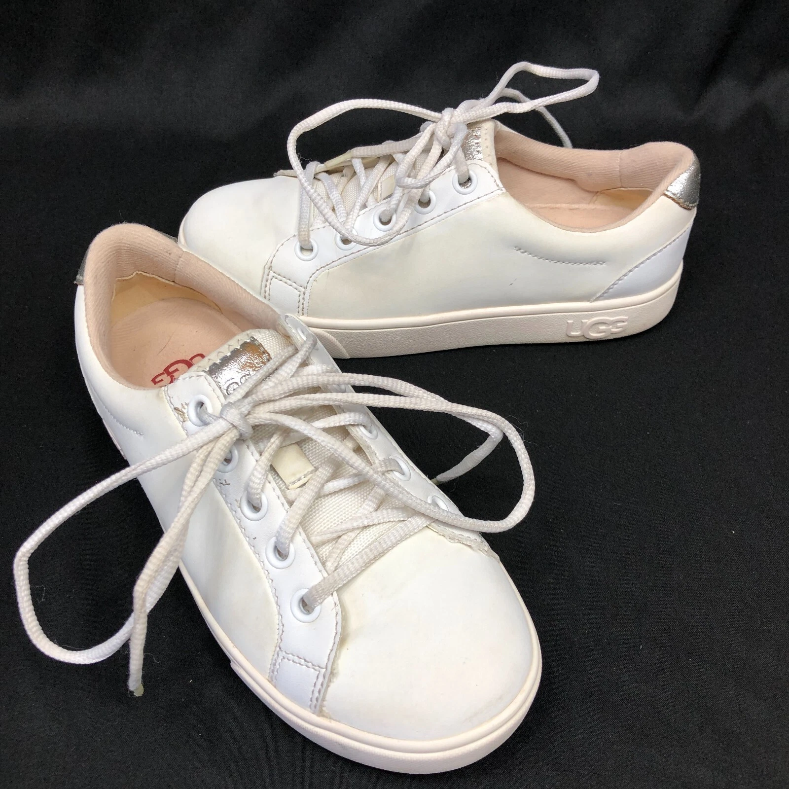 SCARPE SNEAKER UGG BIG KIDS ZILO TAGLIA 2 BEIGE PELLE STRINGATE