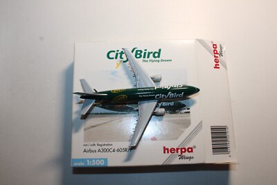 Herpa Wings 1:500 Flugzeug 501910 Airbus A300C4-605R/F CityBird OVP Abriss