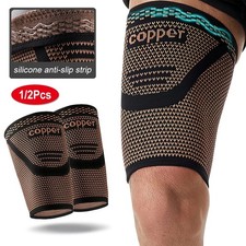 1/2PCS Copper Thigh Compression Sleeve Hamstring Support Brace Running Sports