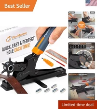 Desktop Leather Belt Hole Puncher Tool - Easier to Use Tabletop Design for Wa...