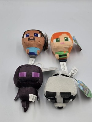 Set Of 4 Minecraft Video Game Enderman Plush Chibi Bag Clip Keychain 3.5''