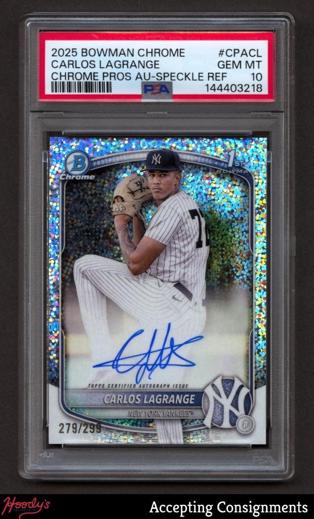 2025 Bowman Chrome Speckle Refractor Carlos Lagrange /299 ROOKIE 1st AUTO PSA 10