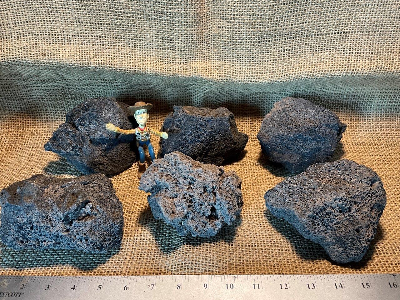 6 Large, Black Lava Rocks – Perfect for Aquariums, Terrariums, Succulents