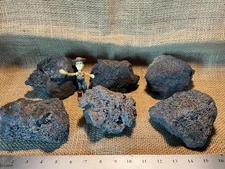 6 Large, Black Lava Rocks – Perfect for Aquariums, Terrariums, Succulents