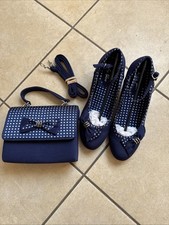 Ruby Shoo Navy White Spot Bag & Shoes New In Box Size 7/40. Box 919