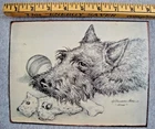 Nancy Shumaker Pallan "MINE" Scottie Dog & Toys 9" X 7" Vintage Tin Sign Hanging