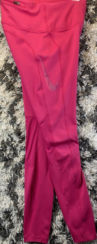 Leggings Nike donna rosa tinta unita pull-on S 25" cucitura interna zip tasca elasticizzato - Foto 1 di 10