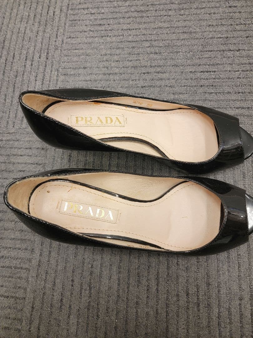 PRADA Women's Pumps Open-Toe Size:35.5/JP:22.5 Patent Leather Black 135158K Auth thumbnail 5