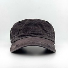 Vtg Y2K Distressed Military Cadet Hat Black Washed Cotton Patrol Grunge Cap