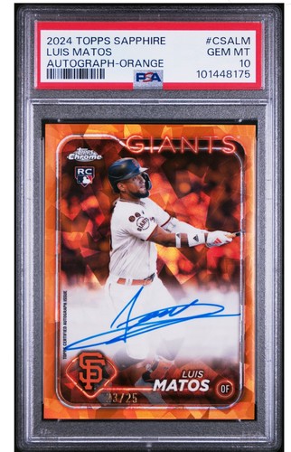 2024 Topps Chrome Sapphire Luis Matos Orange Rookie RC AUTO 23/25 PSA 10 GEM MT