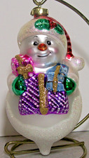 OWC Old World Christmas Blown Glass Snowman with Gifts 24005 colorful presents
