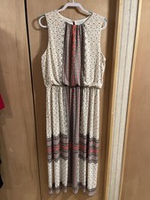 London Times Maxi Dress Womens Sz 18 Pink Beige Boho Cottage Sleeveless 57”L