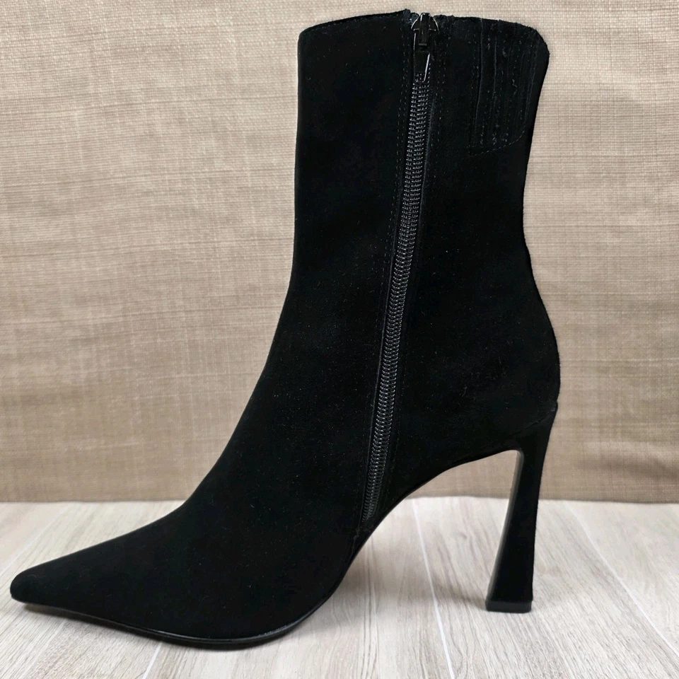 Botas Aqua AQLEONA negras de gamuza con cremallera lateral punta tacón de aguja talla 8M Foto 2 de 4