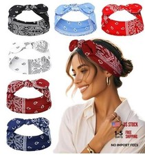 Boho Style Paisley Print Bandana Headbands for Women - Elastic Bow Headbands