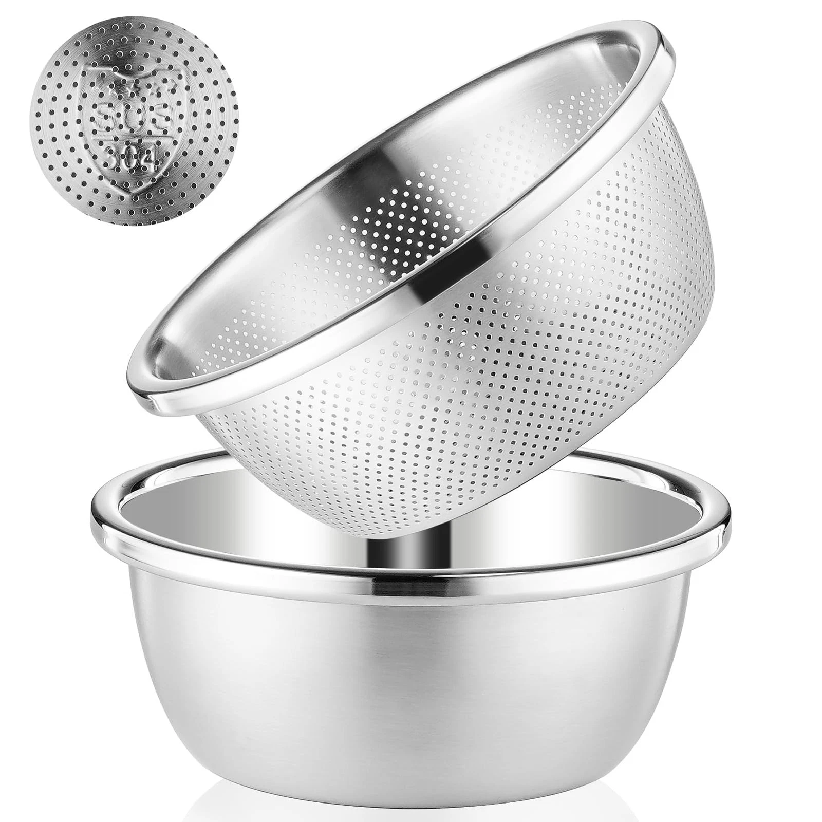 304 Stainless Steel Colander 5QT Microporous Colander & Large Bowl for Kitche...
Opens in a new wind