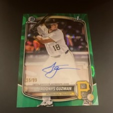 Topps 2025 Bowman Draft Adonys Guzman Pirates Chrome Green Lava Auto /99 CPA-AG