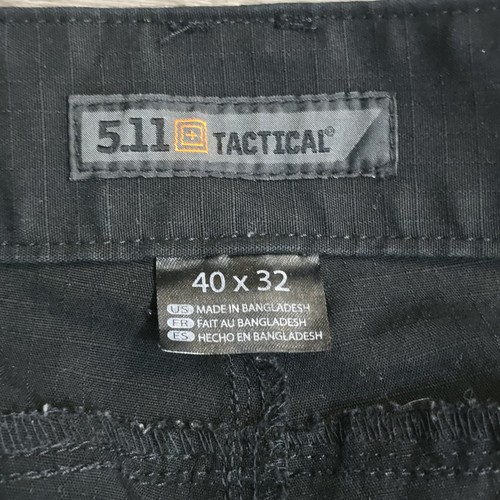 Pantalón cargo 5.11 Tactical Ripstop negro algodón/poliéster rendimiento 40x32 doble rodilla - Imagen 7 de 18