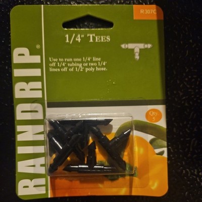 RAINDRIP  R307C  1/4'' DOUBLE BARBED TEE / Package of 5 Quick and Free Shipping