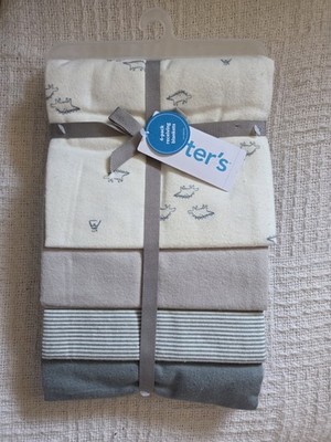 NEW Carters 4 pk Baby Receiving Blankets Variety Blue Dinosaurs Stripes Solids