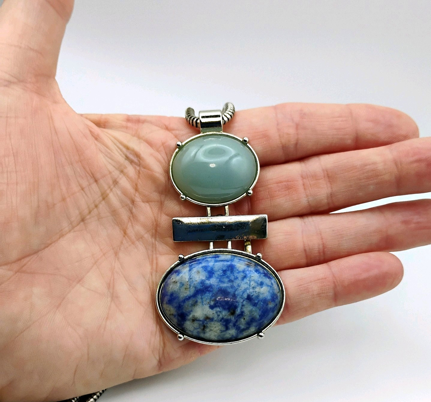 Vintage C1946 Silver Tone Statement Necklace Simu… - image 1