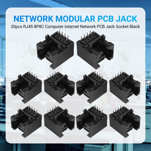 20pcs RJ45 8P8C Computer Internet PCB Jack Socket Black C1U48099 - Afbeelding 3 van 7