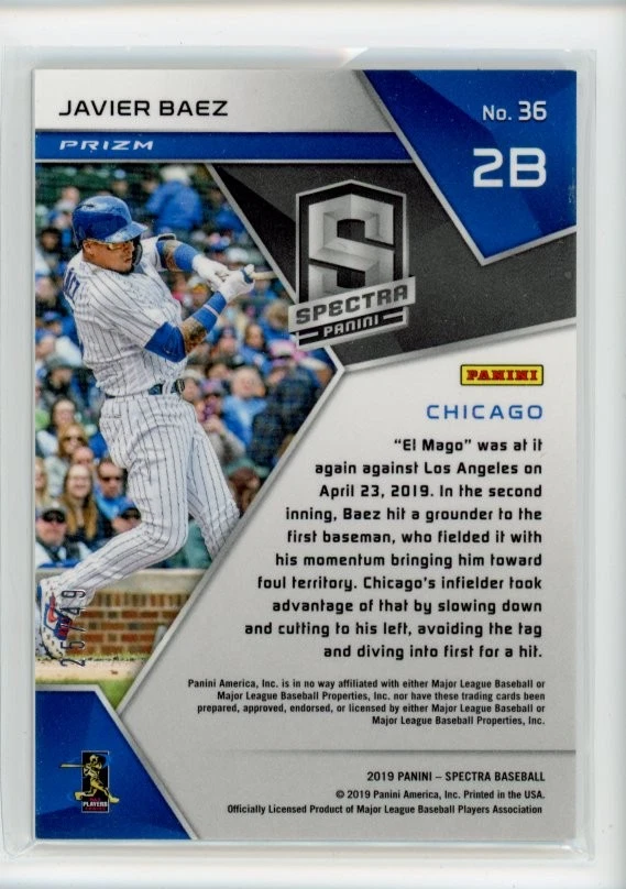 2019 Panini Chronicles #36 Javier Baez Spectra Neon Green #/49 - Image 2 of 2